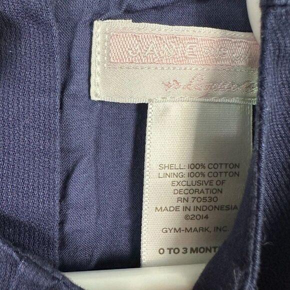 Janie and Jack 0-3 Months Navy Nautical Dress Vintage Pink Label - Picture 2 of 3